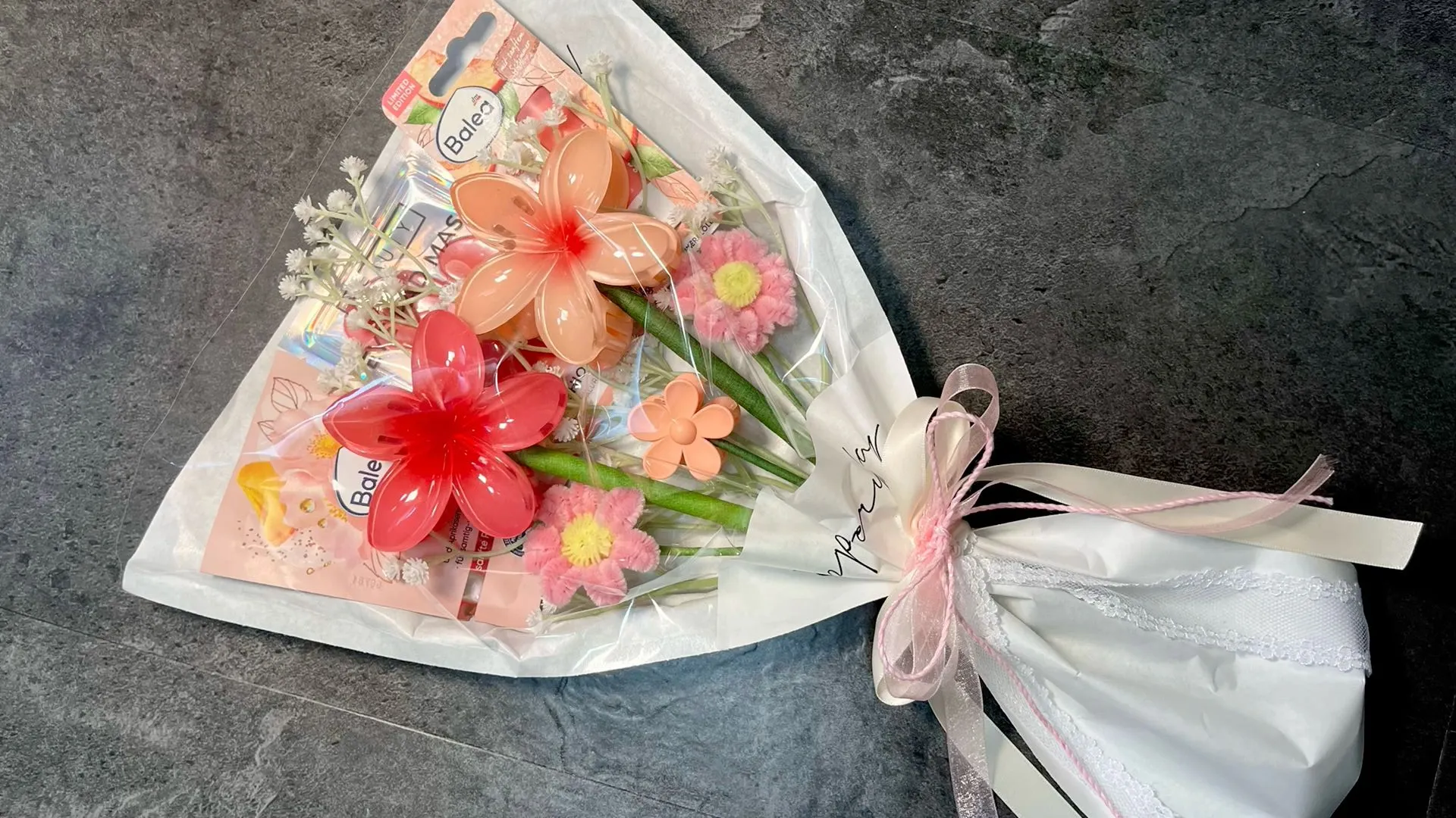 Handmade gift for a friend by Khaas Items &mdash; personal gift box with card arranged flat lay