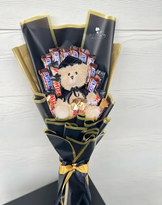 Graduation Bear and Chocolate Bouquet - KHAAS Items