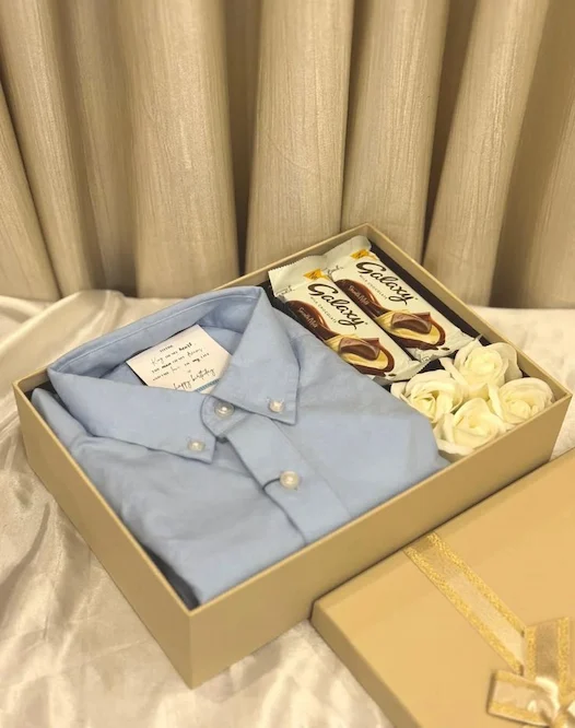 Men's Blue Shirt and Chocolate Gift Box - KHAAS Items