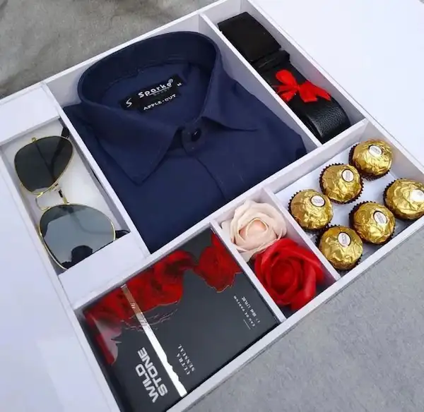Men's Navy Shirt and Perfume Gift Box | Khaas Items