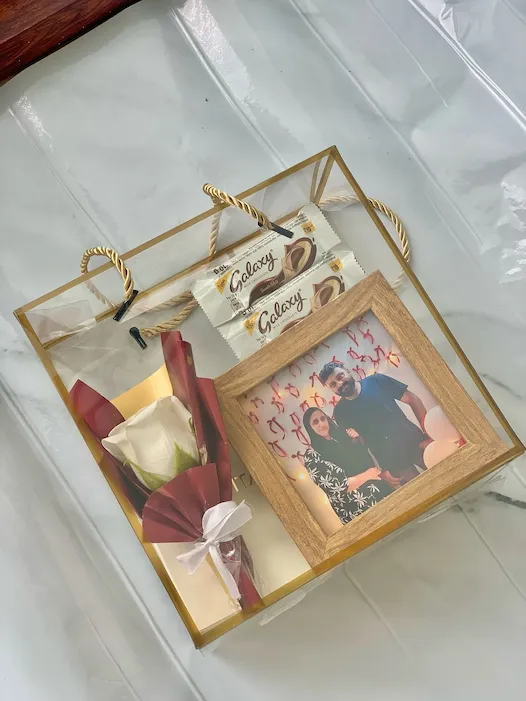 Personalised Photo Frame and Galaxy Chocolate Acrylic Box - KHAAS Items