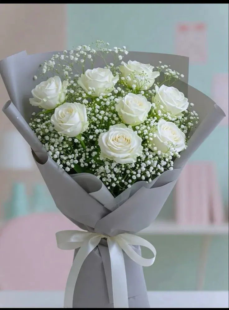 White Rose Flower Bouquet - KHAAS Items