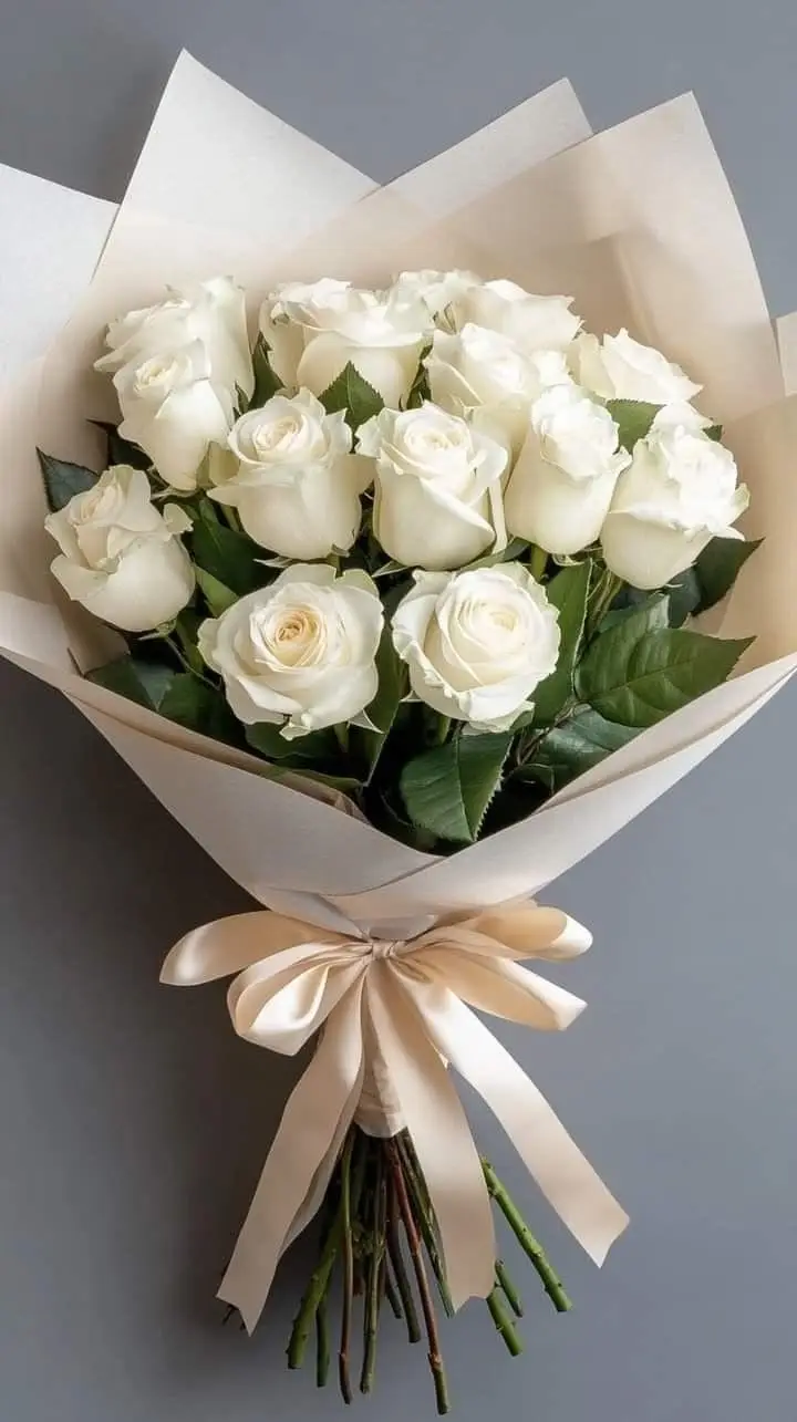White Rose Flower Bouquet - KHAAS Items